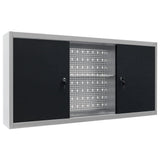vidaXL Gereedschapskast voor aan de wand metaal grijs en zwart