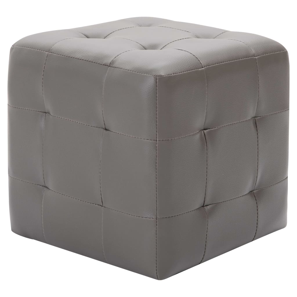 vidaXL Pouffe 2 pcs 30x30x30 cm artificial leather grey