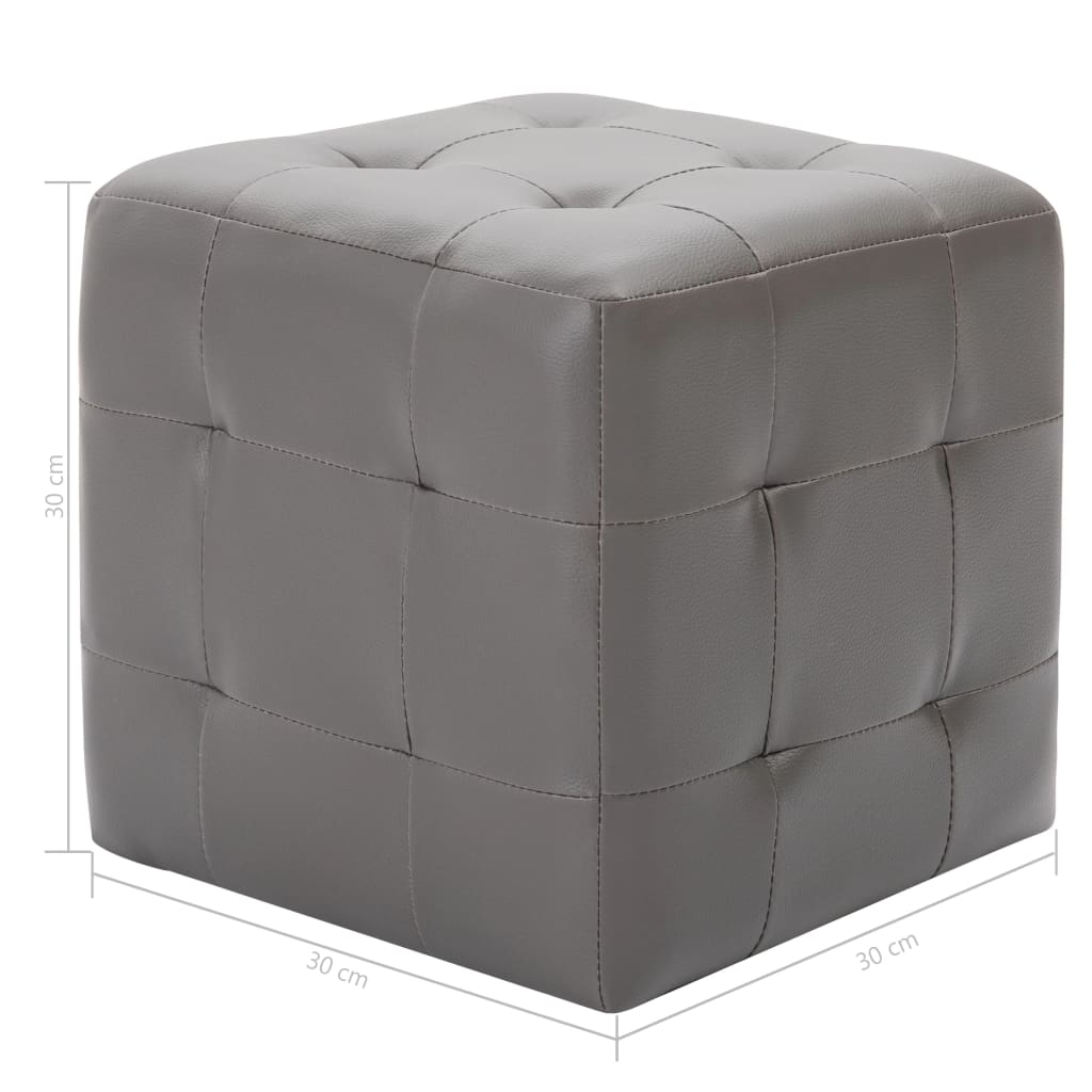 vidaXL Pouffe 2 pcs 30x30x30 cm artificial leather grey