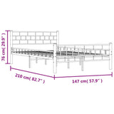 vidaXL Bed Frame Steel Black 140x200 cm
