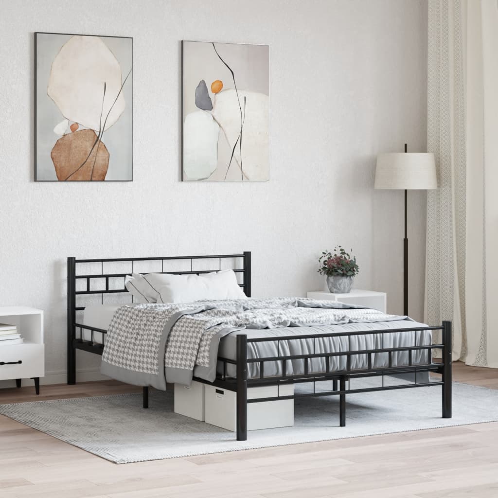 vidaXL Bed Frame Steel Black 140x200 cm