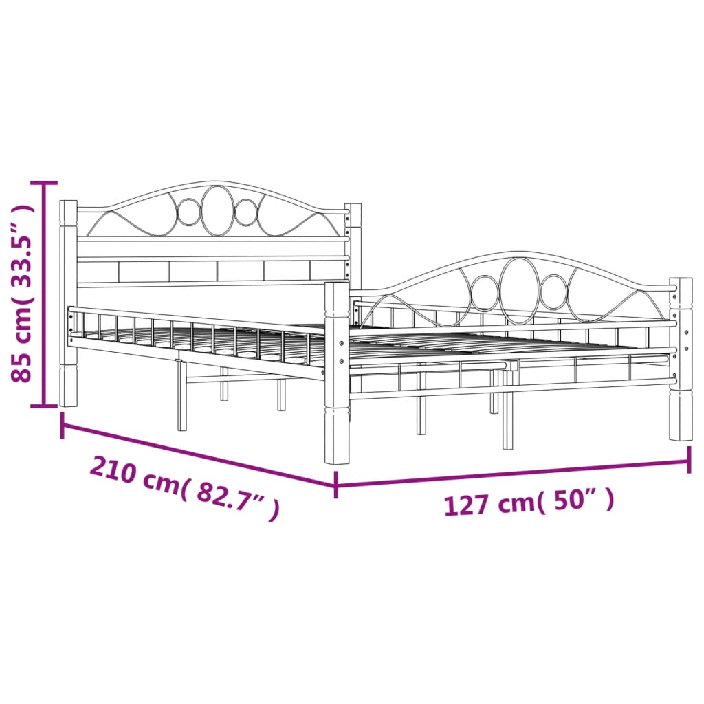 vidaXL Metal Bed Frame Black 120x200 cm