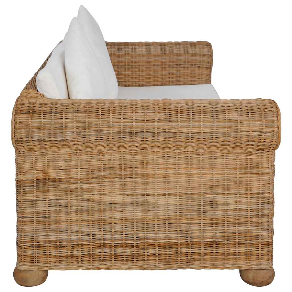 vidaXL 2-Piece Sofa Set with Cushions Natural Rattan