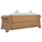 vidaXL 2-Piece Sofa Set with Cushions Natural Rattan