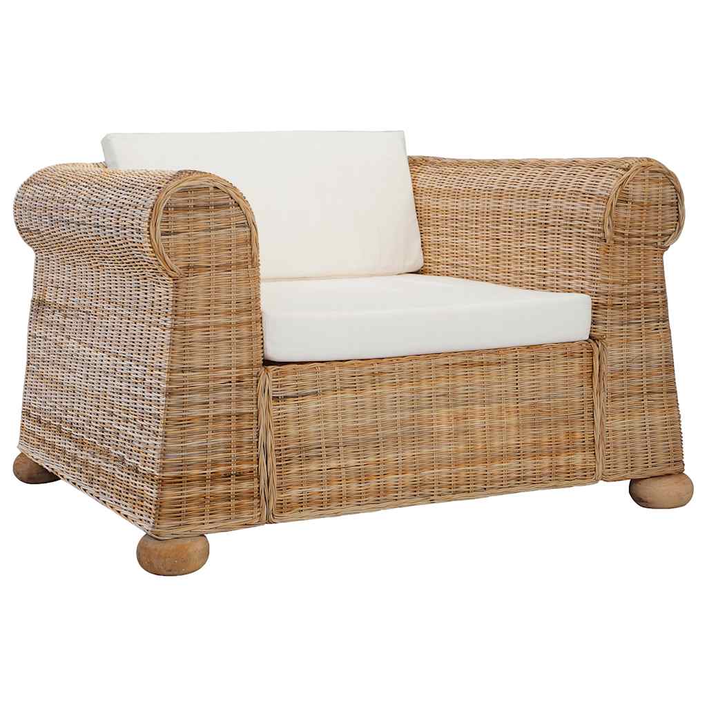 vidaXL 2-Piece Sofa Set with Cushions Natural Rattan