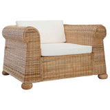 vidaXL 2-Piece Sofa Set with Cushions Natural Rattan