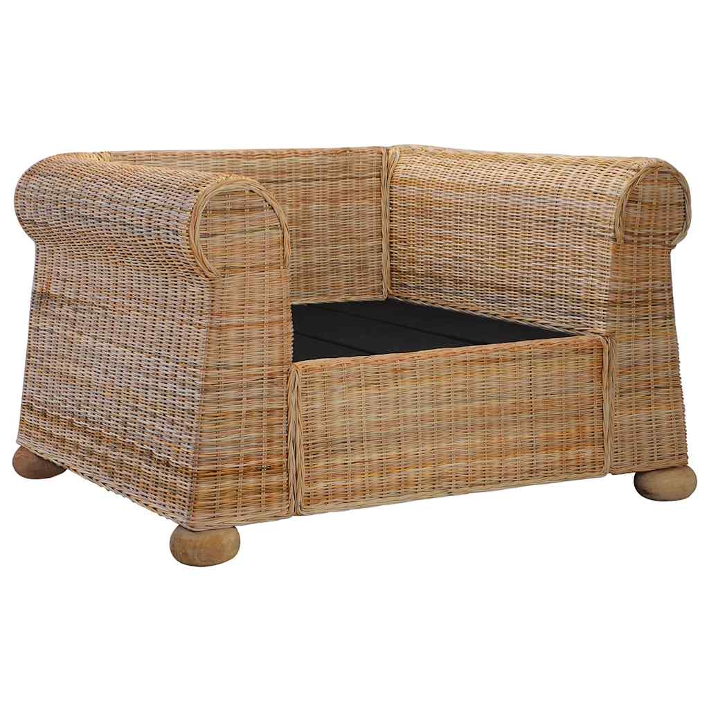 vidaXL 2-Piece Sofa Set with Cushions Natural Rattan