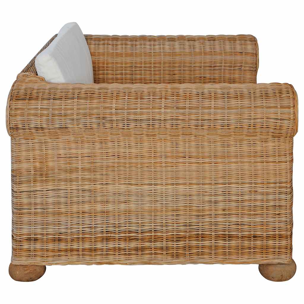 vidaXL 2-Piece Sofa Set with Cushions Natural Rattan