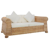 vidaXL 2-Piece Sofa Set with Cushions Natural Rattan