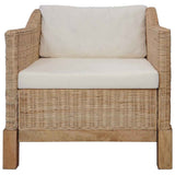 vidaXL 2-Piece Sofa Set with Cushions Natural Rattan