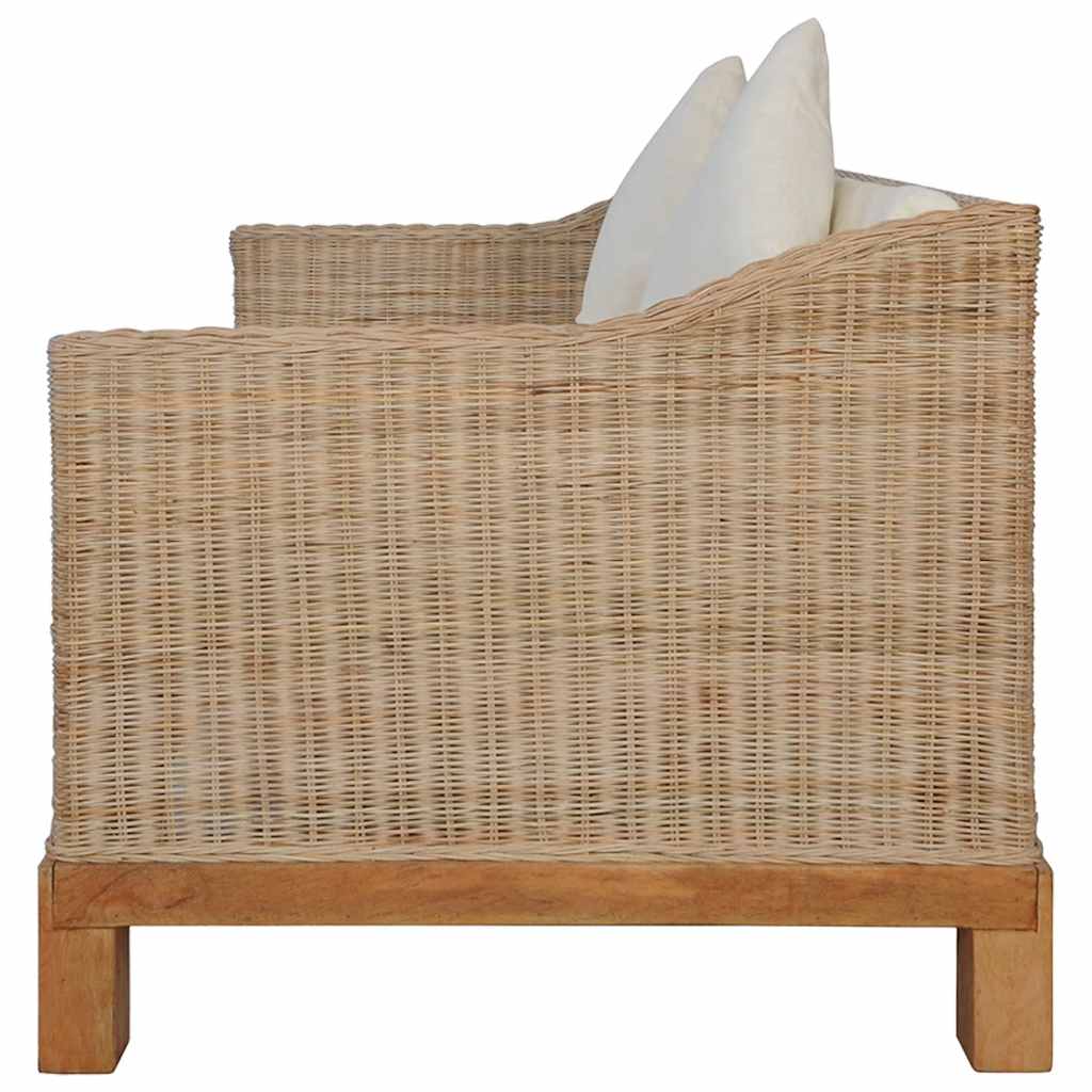 vidaXL 2-Piece Sofa Set with Cushions Natural Rattan