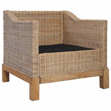 vidaXL 2-Piece Sofa Set with Cushions Natural Rattan
