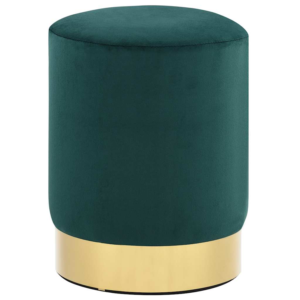 vidaXL Stool velvet 28 x 36 cm dark green and gold