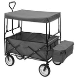 vidaXL Folding Hand Cart with Canopy Steel Grey