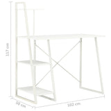 vidaXL Bureau met schappen 102x50x117 cm wit