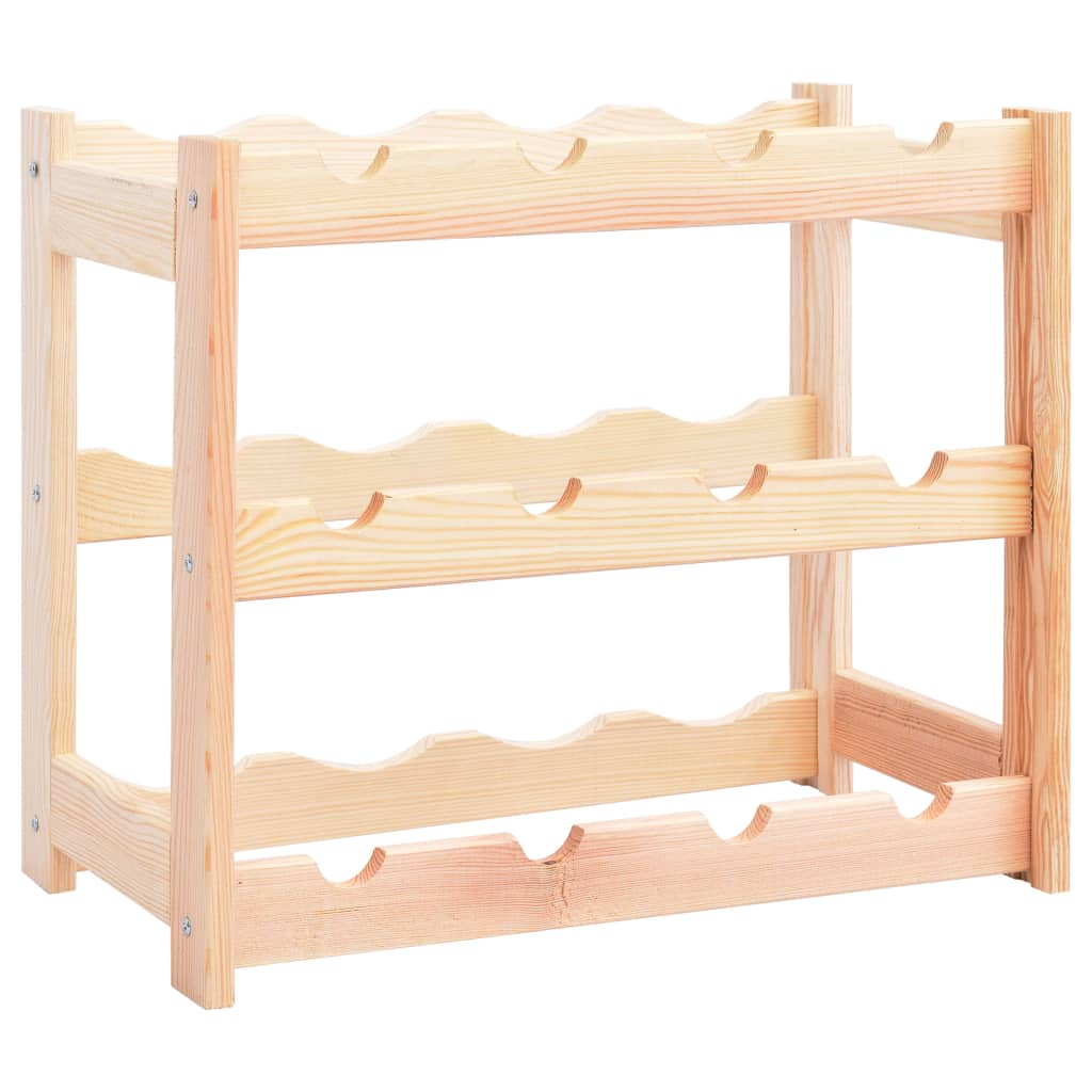 vidaXL Wine Rack for 12 Bottles Pine Wood