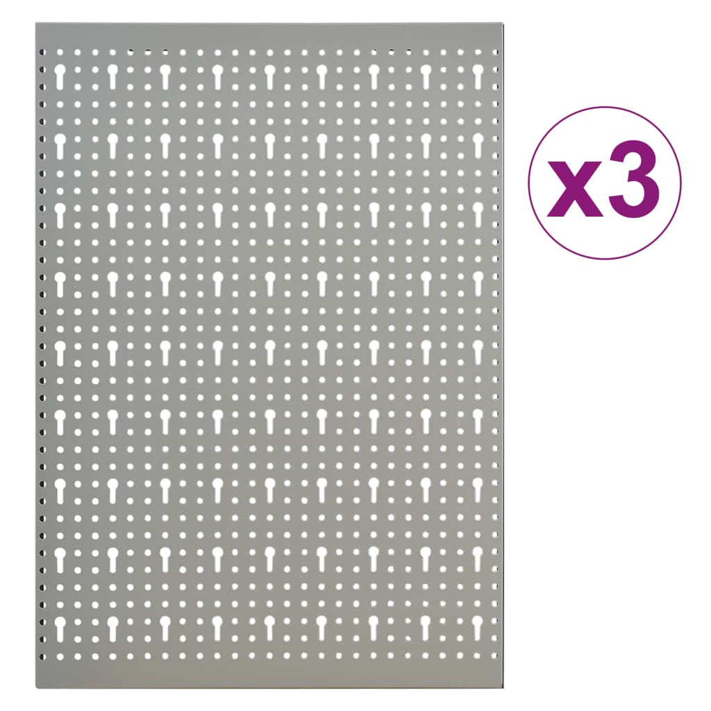 vidaXL Pegboard wall-mounted 3 pcs 40x58 cm steel