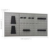 vidaXL Pegboard Wall-Mounted 3 pcs 40x58 cm Steel