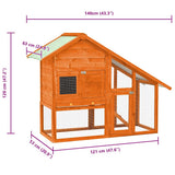 vidaXL Rabbit Hutch 140x63x120 cm Solid Fir Wood