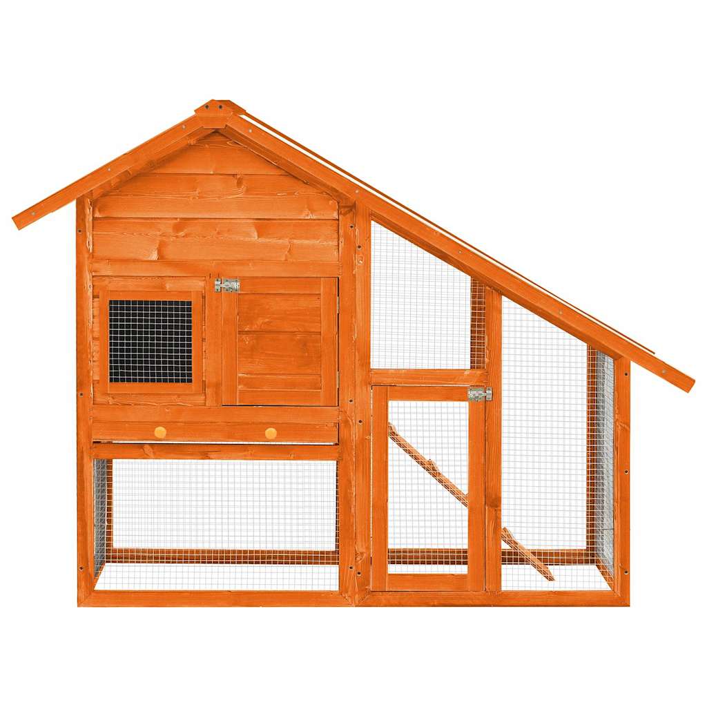 vidaXL Rabbit Hutch 140x63x120 cm Solid Fir Wood