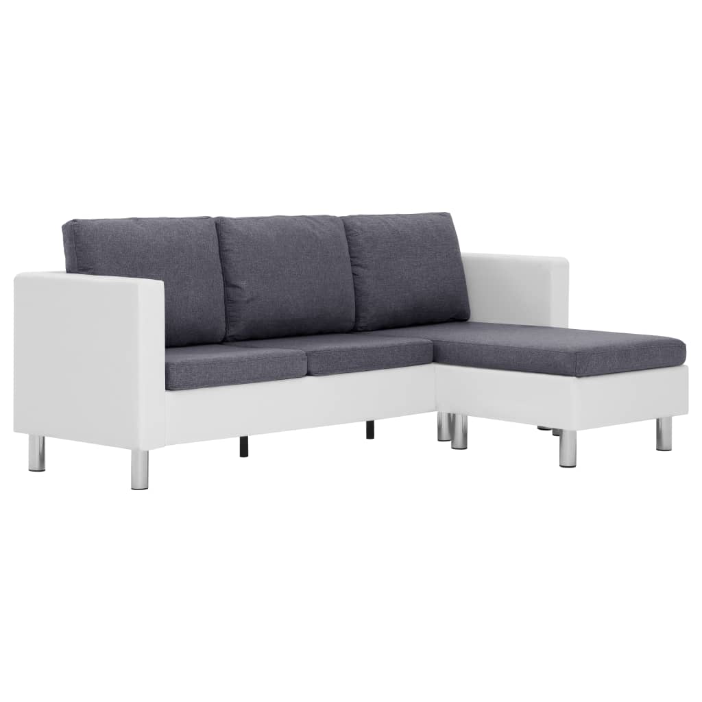 vidaXL Three-seater Sofa with Cushions Faux Leather White