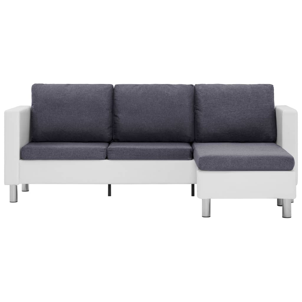 vidaXL Three-seater Sofa with Cushions Faux Leather White