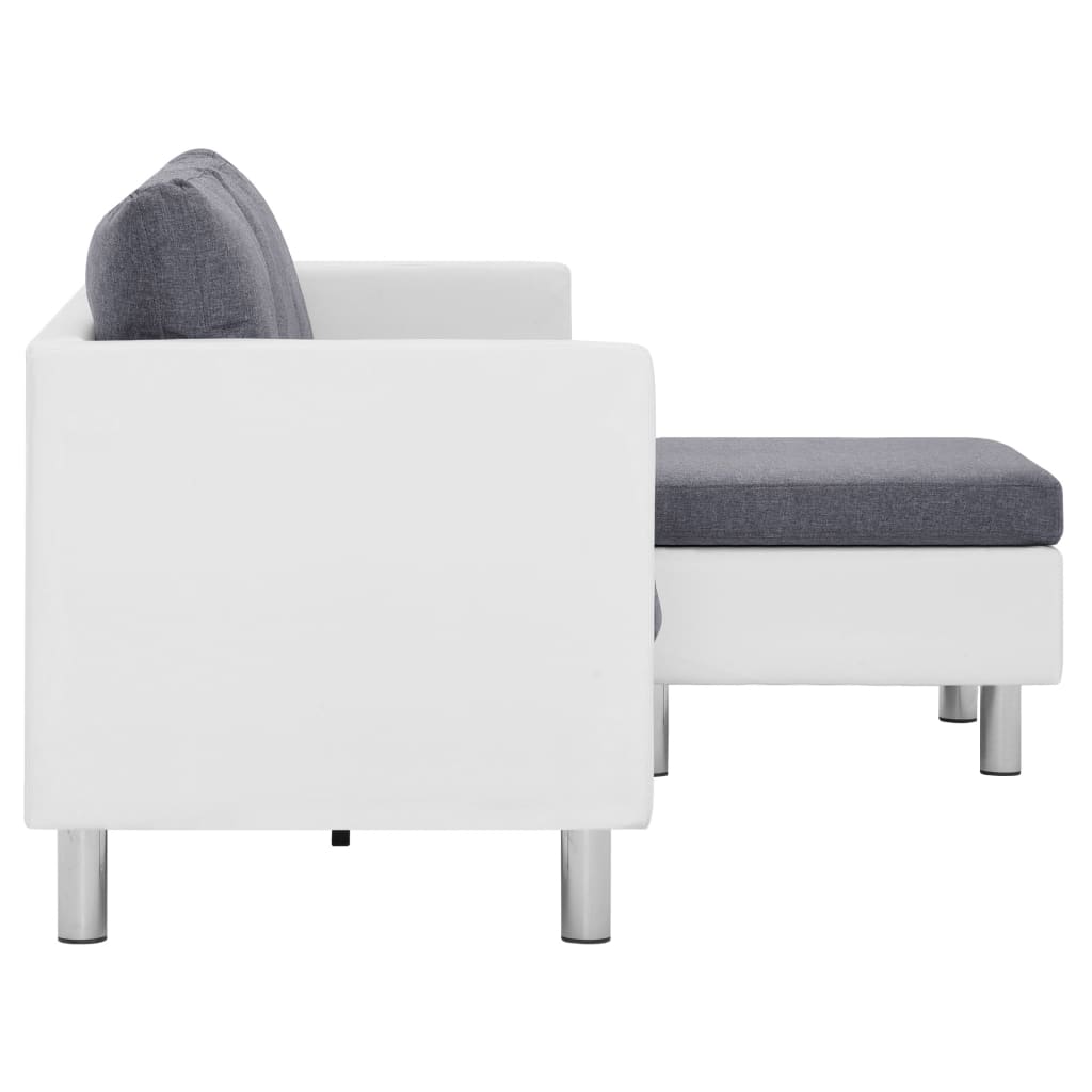 vidaXL Three-seater Sofa with Cushions Faux Leather White