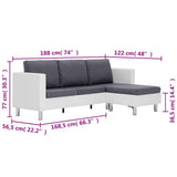 vidaXL Three-seater Sofa with Cushions Faux Leather White