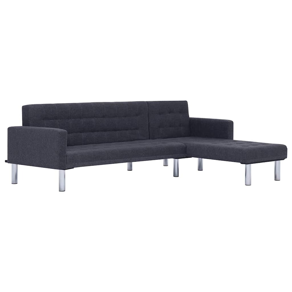 vidaXL L-shaped Sofa Bed Polyester Dark Grey