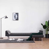 vidaXL L-shaped Sofa Bed Polyester Dark Grey