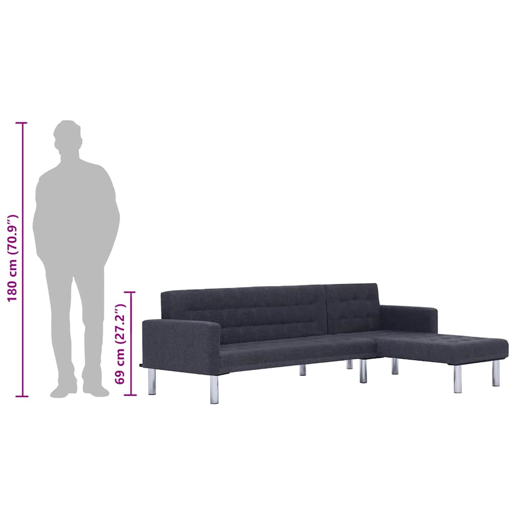 vidaXL L-shaped Sofa Bed Polyester Dark Grey
