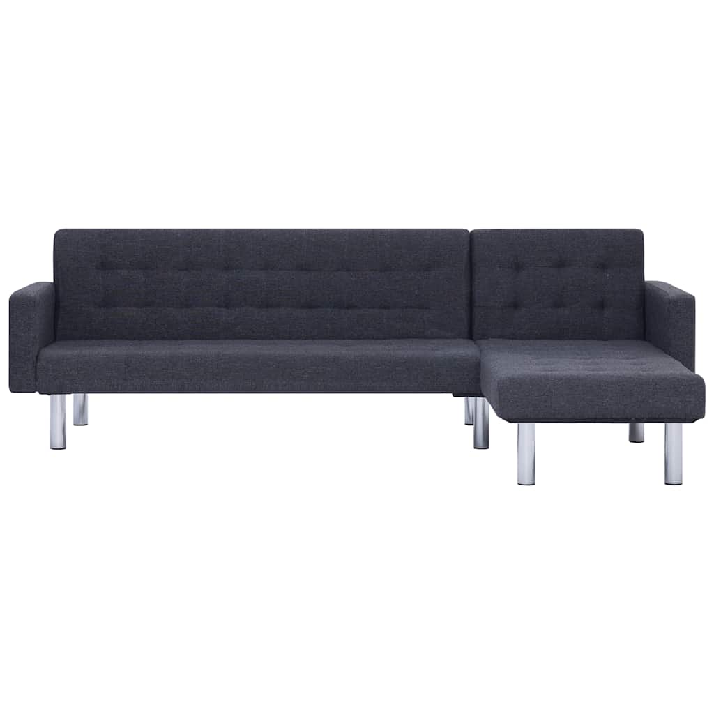 vidaXL L-shaped Sofa Bed Polyester Dark Grey