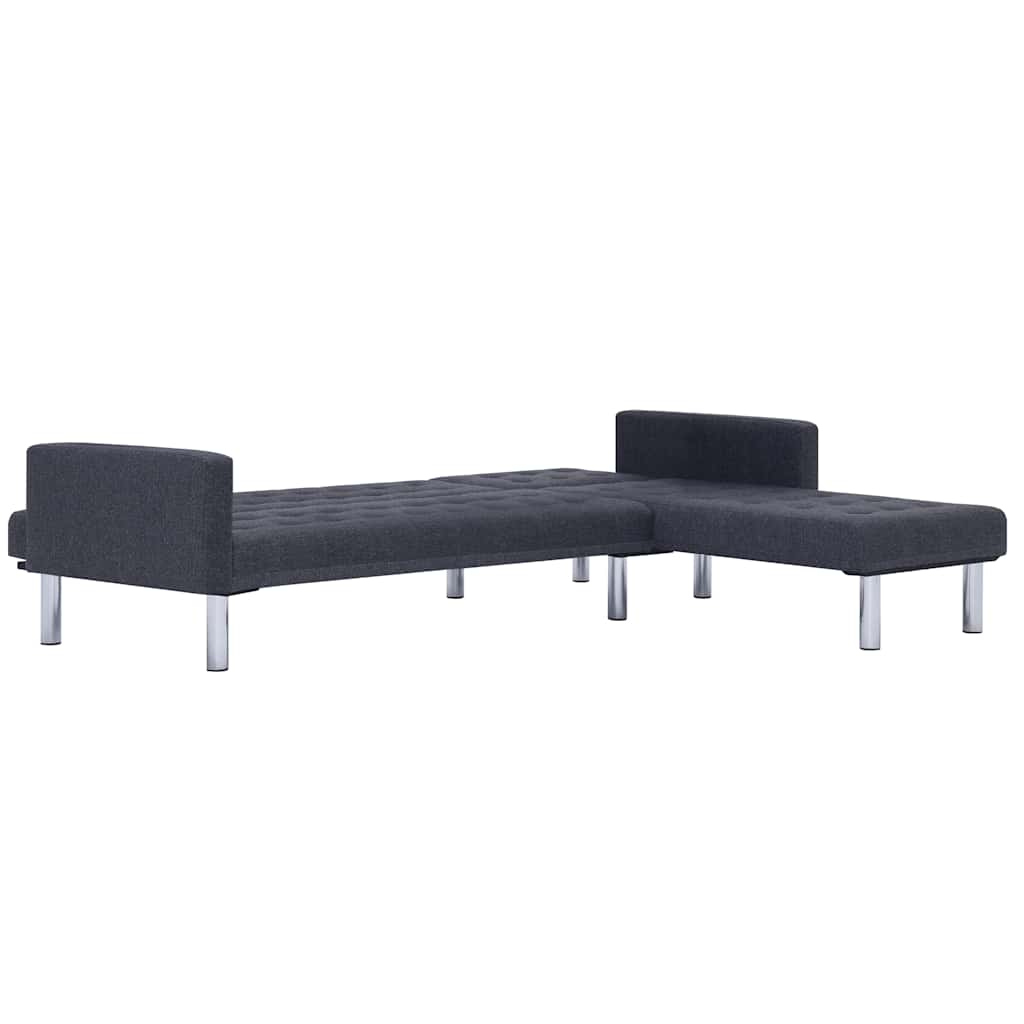 vidaXL L-shaped Sofa Bed Polyester Dark Grey