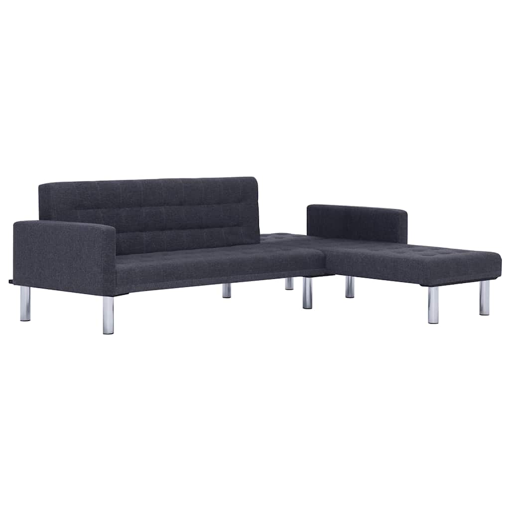 vidaXL L-shaped Sofa Bed Polyester Dark Grey
