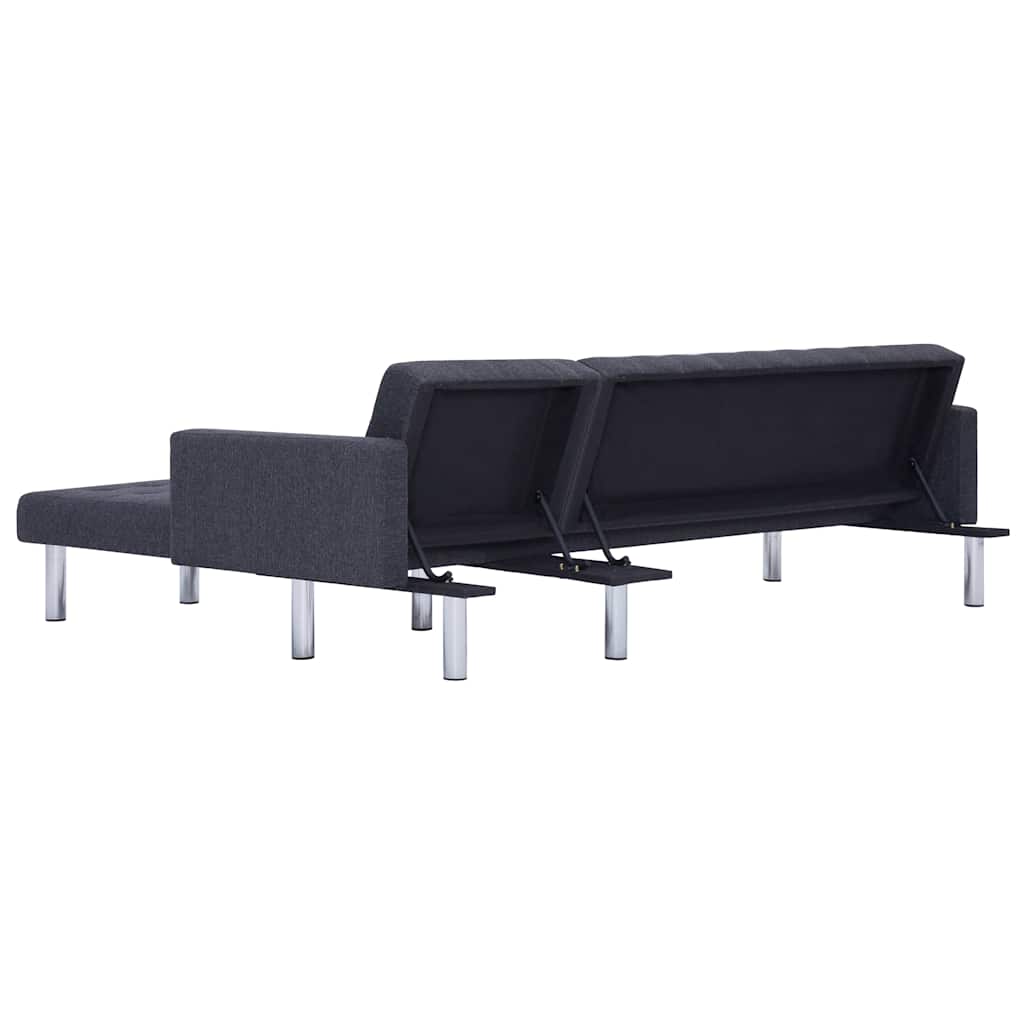 vidaXL L-shaped Sofa Bed Polyester Dark Grey