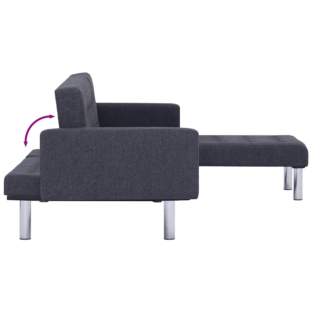 vidaXL L-shaped Sofa Bed Polyester Dark Grey