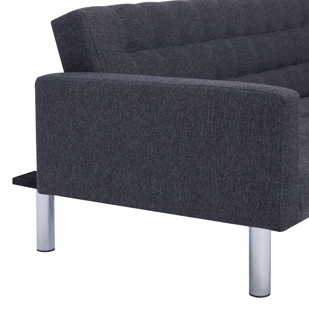 vidaXL L-shaped Sofa Bed Polyester Dark Grey