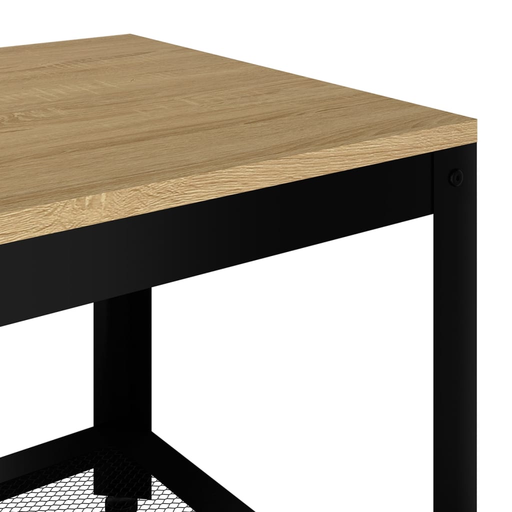 vidaXL Salontafel 90x45x45 cm MDF en ijzer lichtbruin en zwart