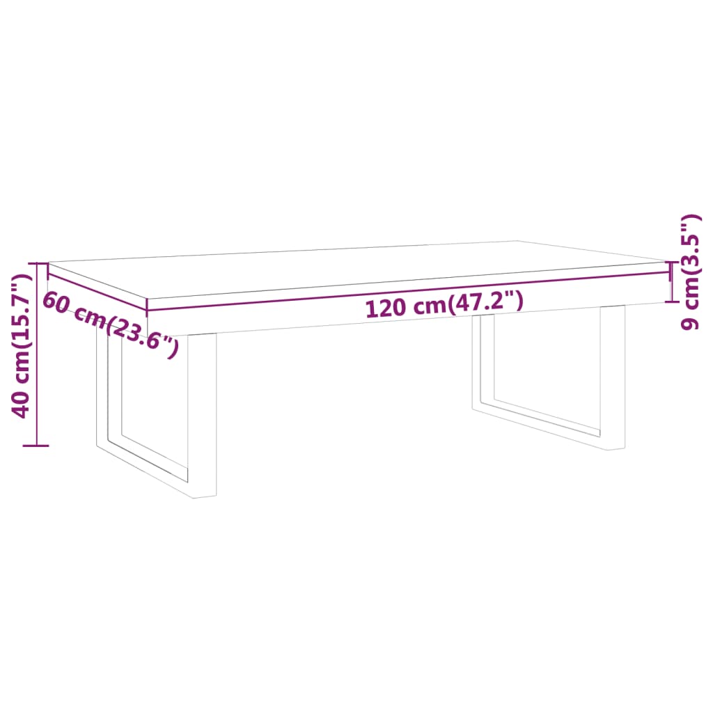 vidaXL Salontafel 120x60x40 cm MDF en ijzer lichtbruin en zwart