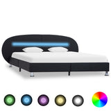 vidaXL LED Artificial Leather Bed Frame Black 180x200 cm