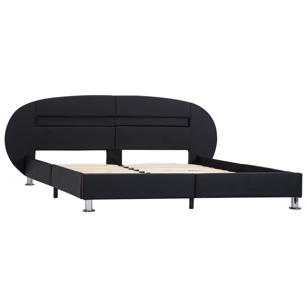 vidaXL LED Artificial Leather Bed Frame Black 180x200 cm