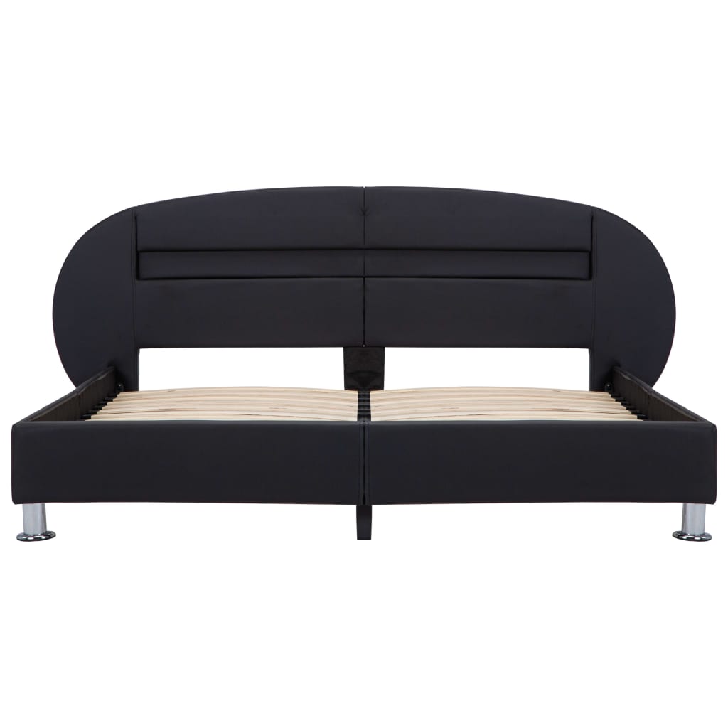 vidaXL LED Artificial Leather Bed Frame Black 180x200 cm