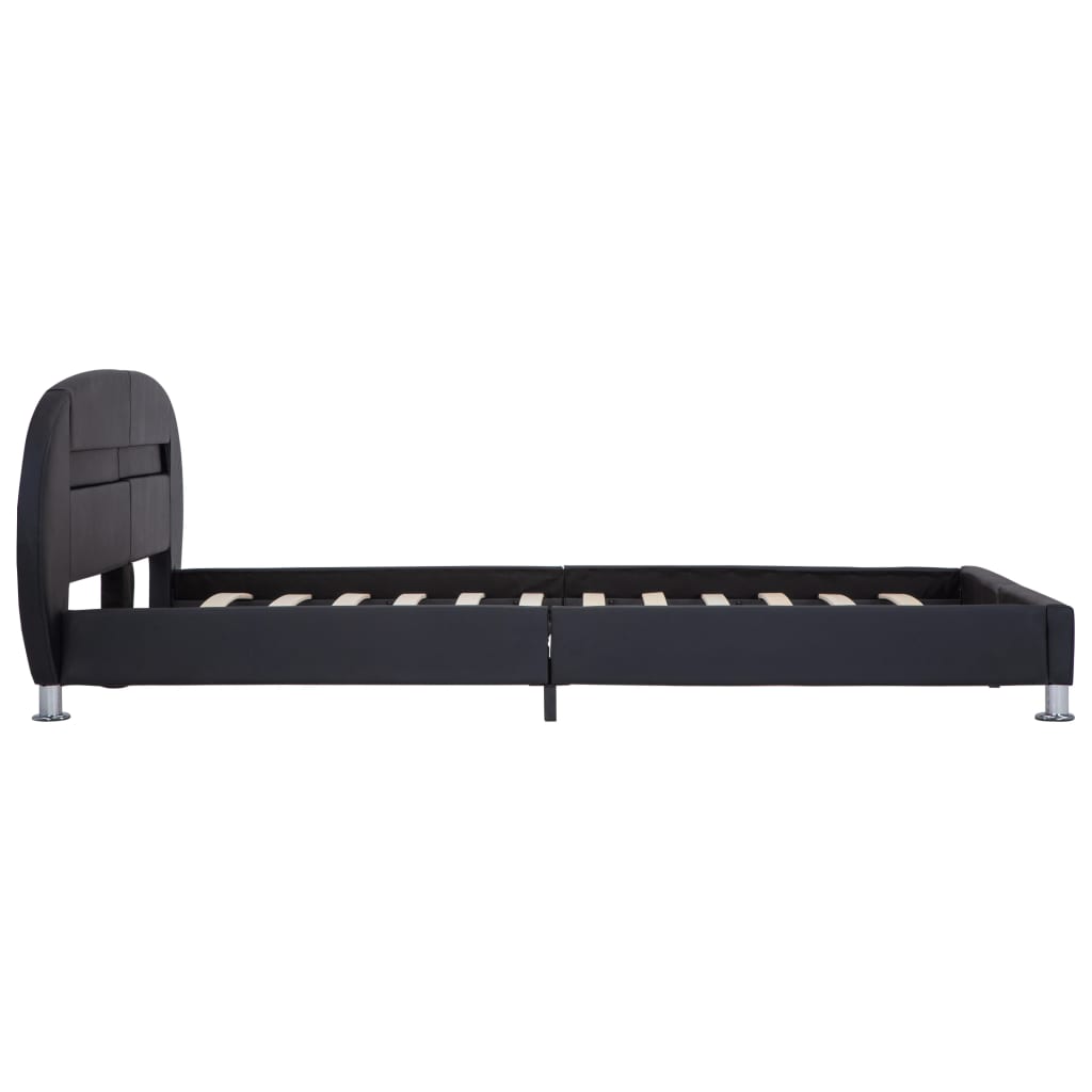 vidaXL LED Artificial Leather Bed Frame Black 180x200 cm