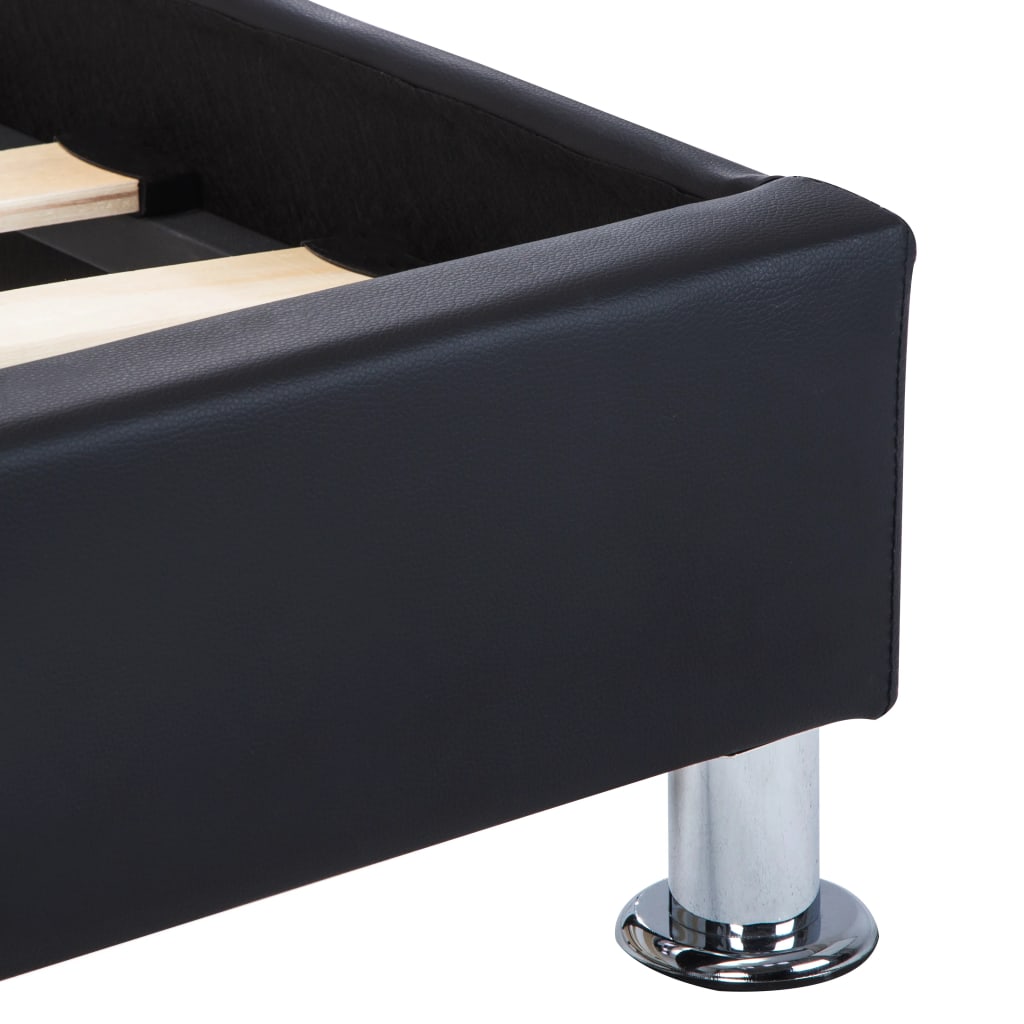 vidaXL LED Artificial Leather Bed Frame Black 180x200 cm