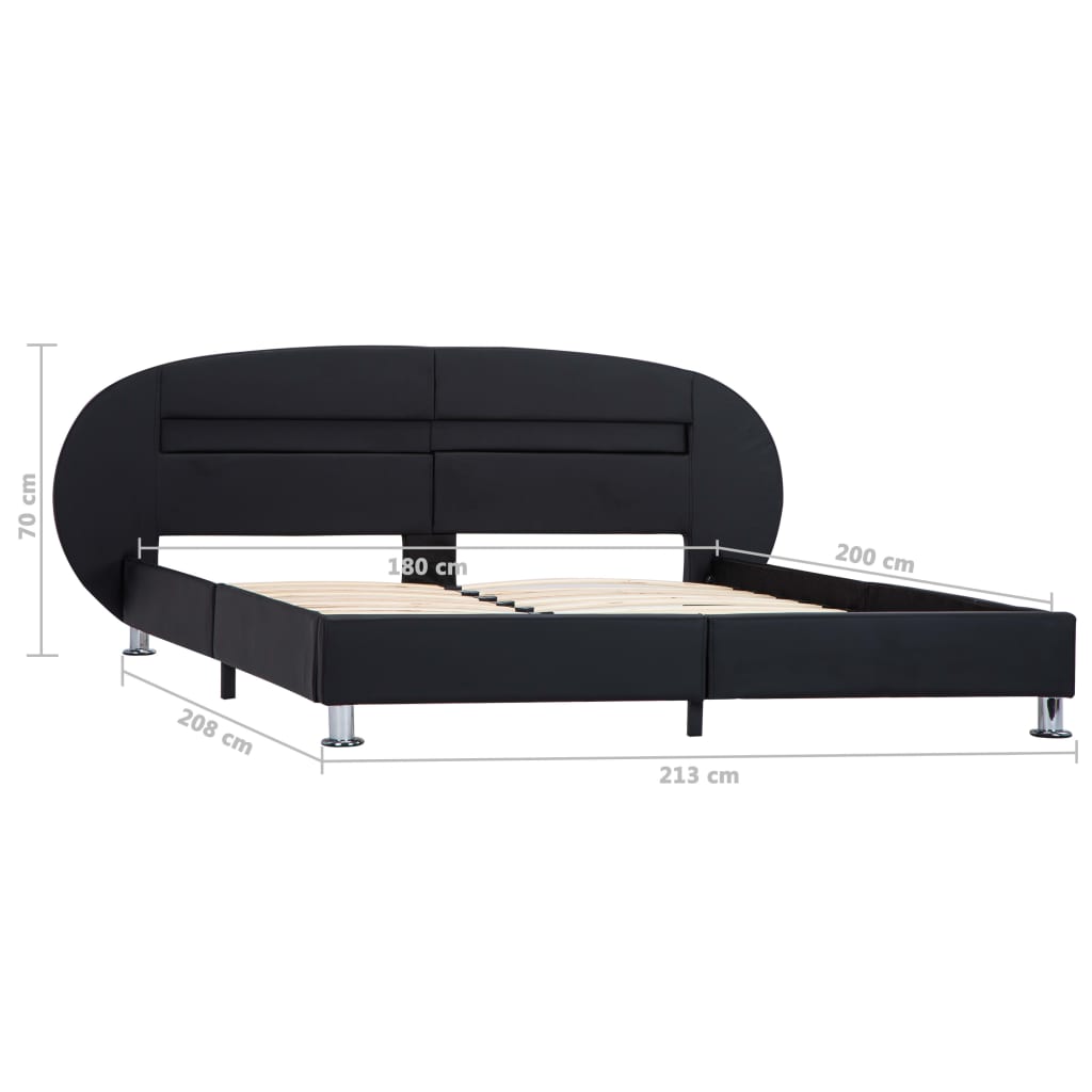 vidaXL LED Artificial Leather Bed Frame Black 180x200 cm