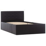 vidaXL Hydraulic Artificial Leather Storage Bed Frame Black 90x200 cm