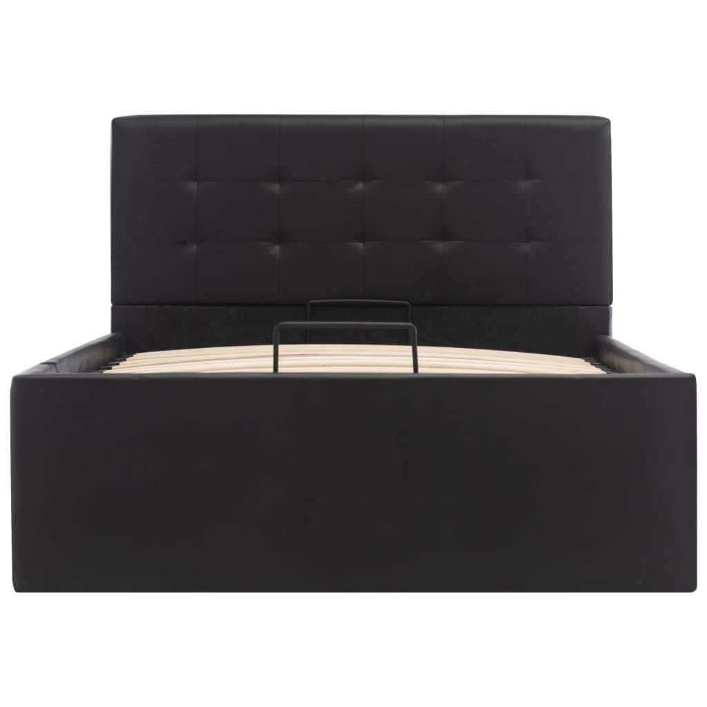 vidaXL Hydraulic Artificial Leather Storage Bed Frame Black 90x200 cm
