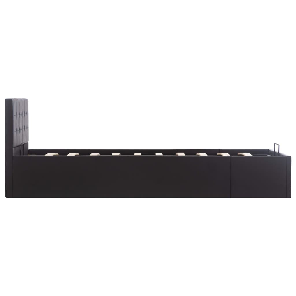 vidaXL Hydraulic Artificial Leather Storage Bed Frame Black 90x200 cm