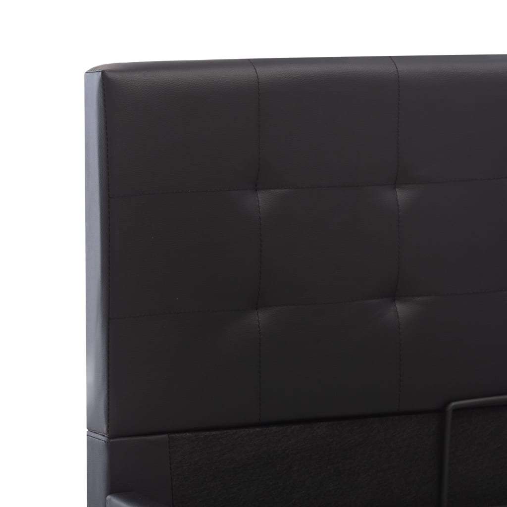 vidaXL Hydraulic Artificial Leather Storage Bed Frame Black 90x200 cm