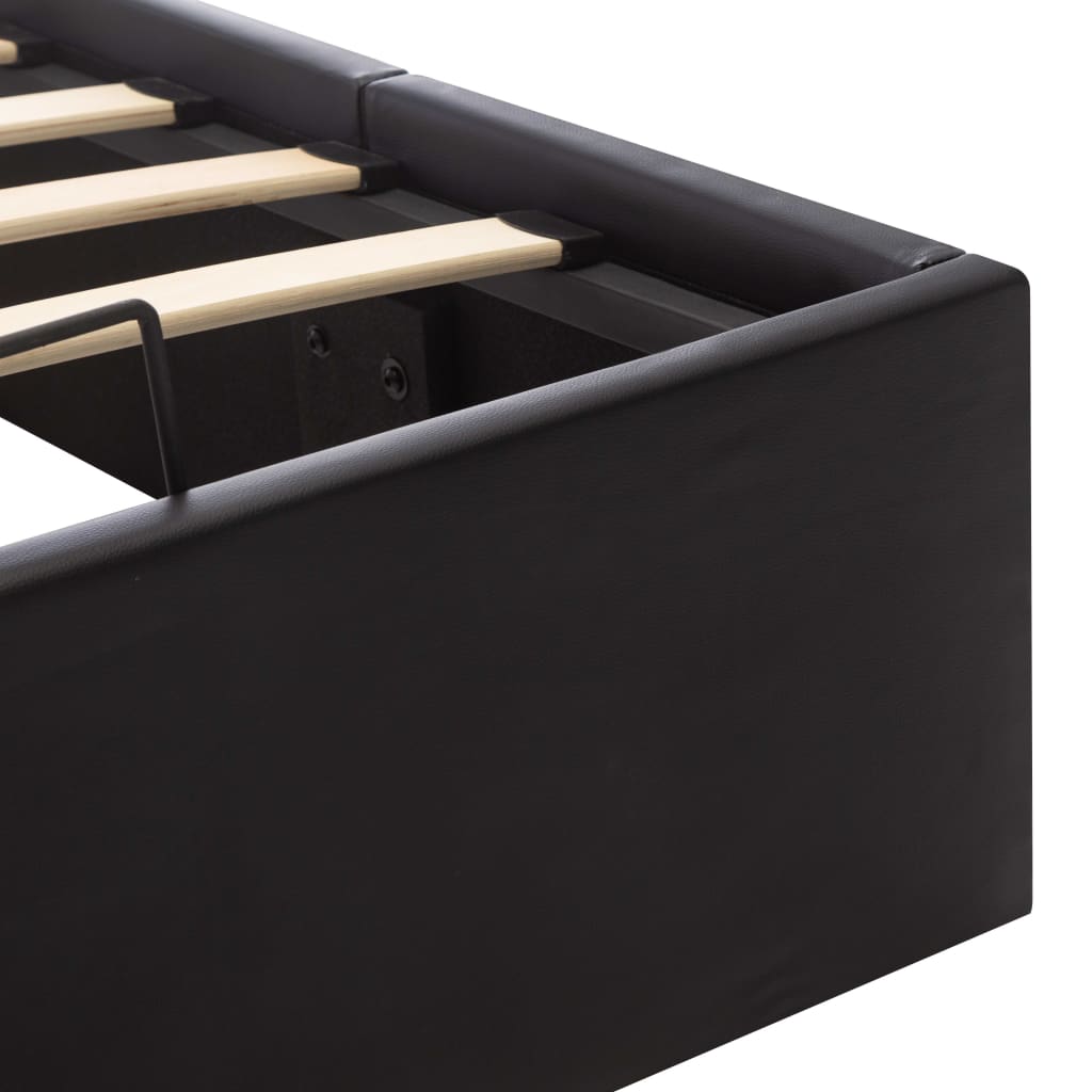 vidaXL Hydraulic Artificial Leather Storage Bed Frame Black 90x200 cm